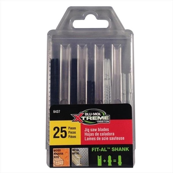 Disston 6437 Blu-Mol Xtreme Wood & Metal Cutting Carbon-Bi-Metal Fit-Al Jig Saw Set; 25 Pieces 6437 - main